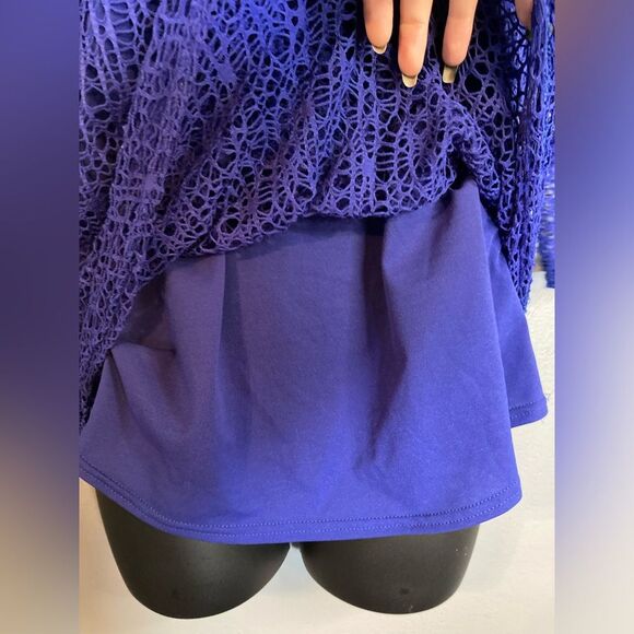 Blue purple crochet top attached tank - Picture 4 of 7